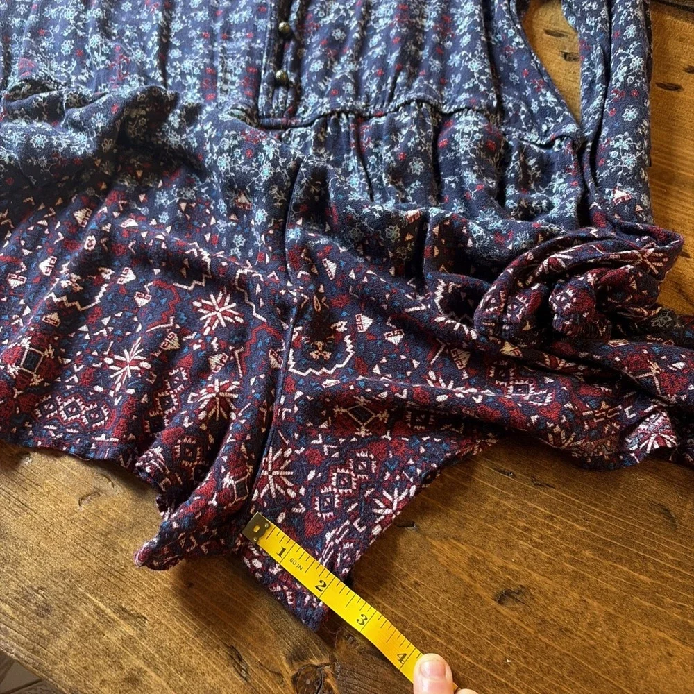 Bohemian Floral One Piece Romper 100% Rayon Flowy Festival Wear Size L